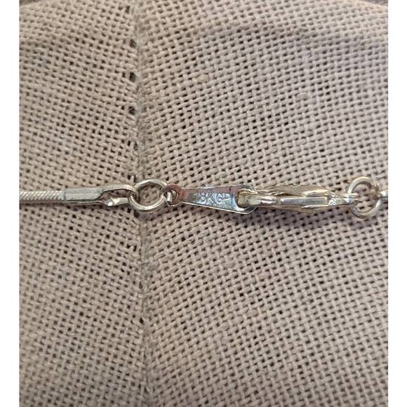 Fleur De Lis Shield On Stone Pendant on 18K Gold Plated 23" Silver Snake Chain - Picture 7 of 8